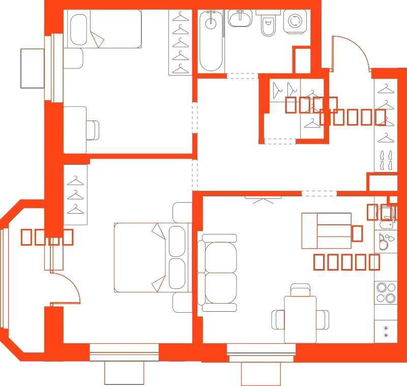 Планировка: 2-комнатная · 65,20 м²