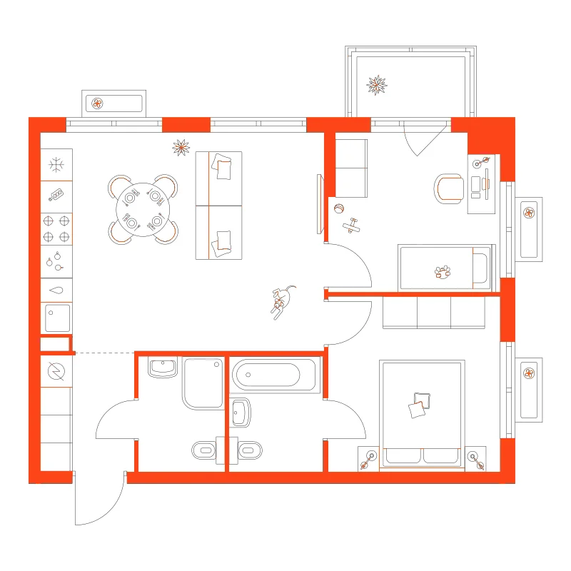 Планировка: 2-комнатная · 52,70 м²