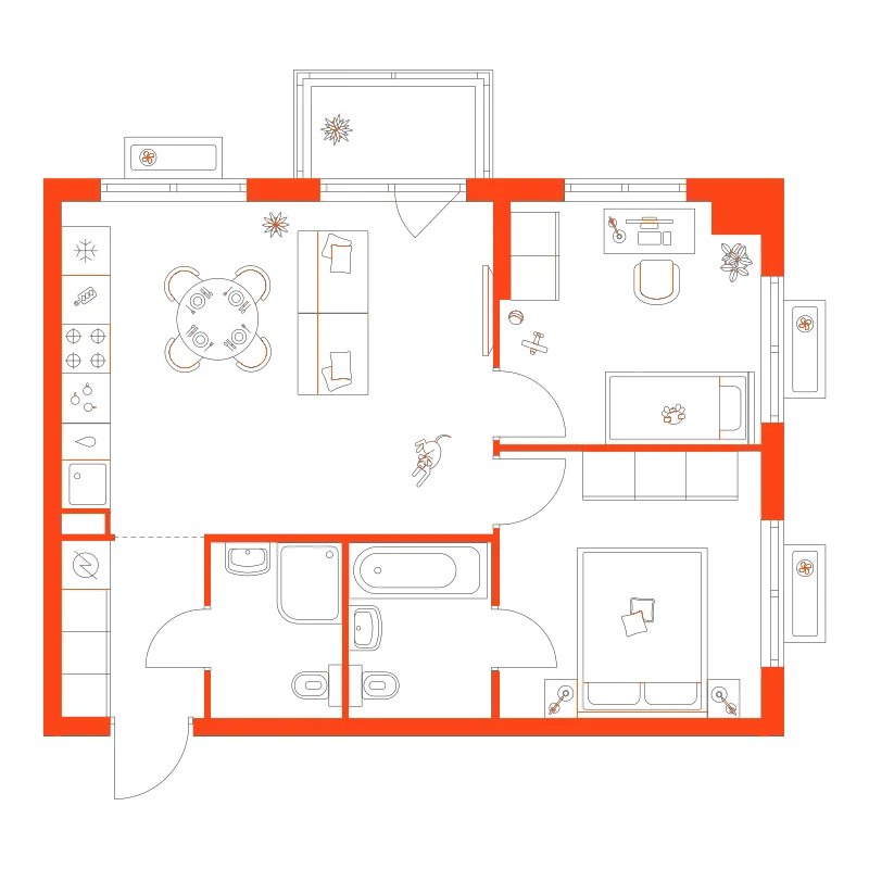 Планировка: 2-комнатная · 52,70 м²