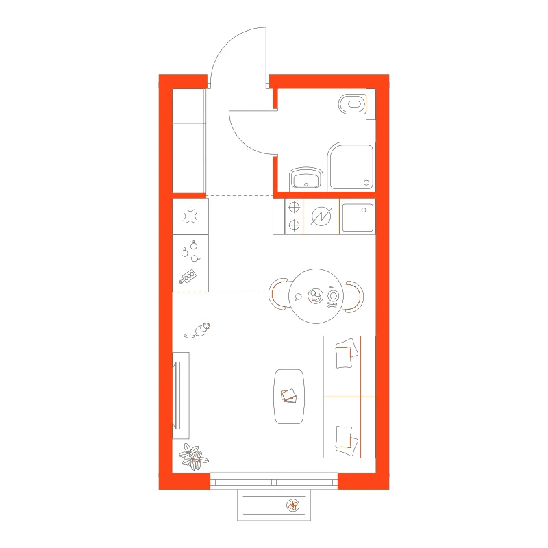 Планировка: Студия · 20,60 м²
