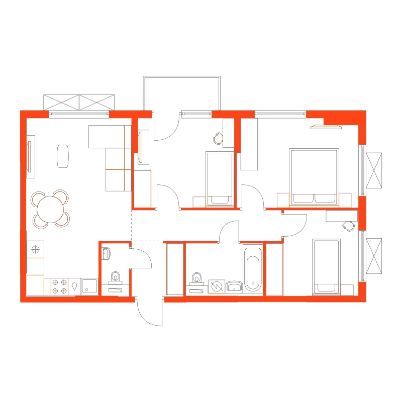 Планировка: 3-комнатная · 69,10 м²