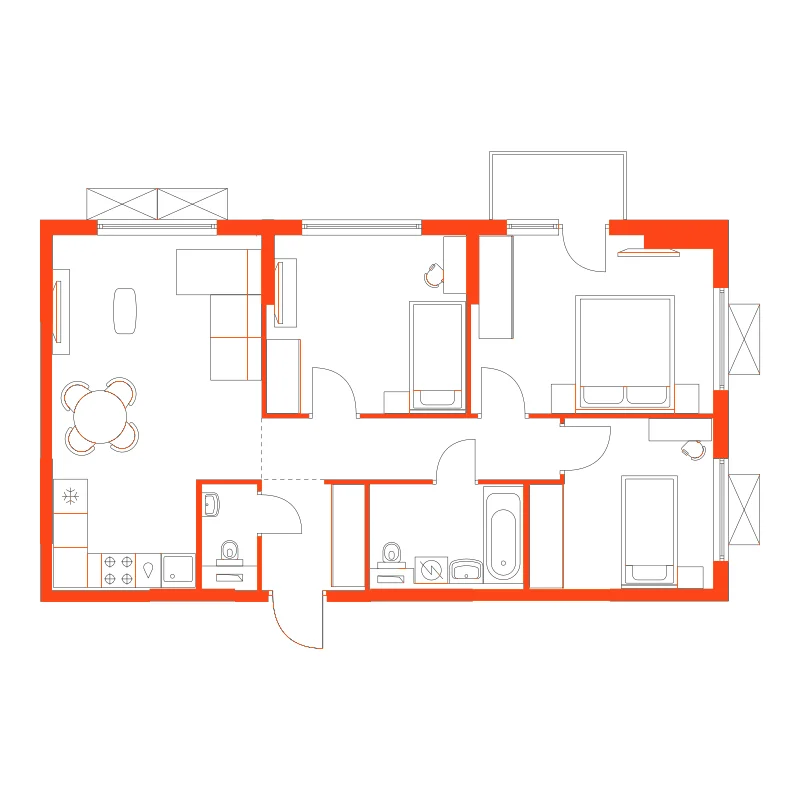 Планировка: 3-комнатная · 69,00 м²