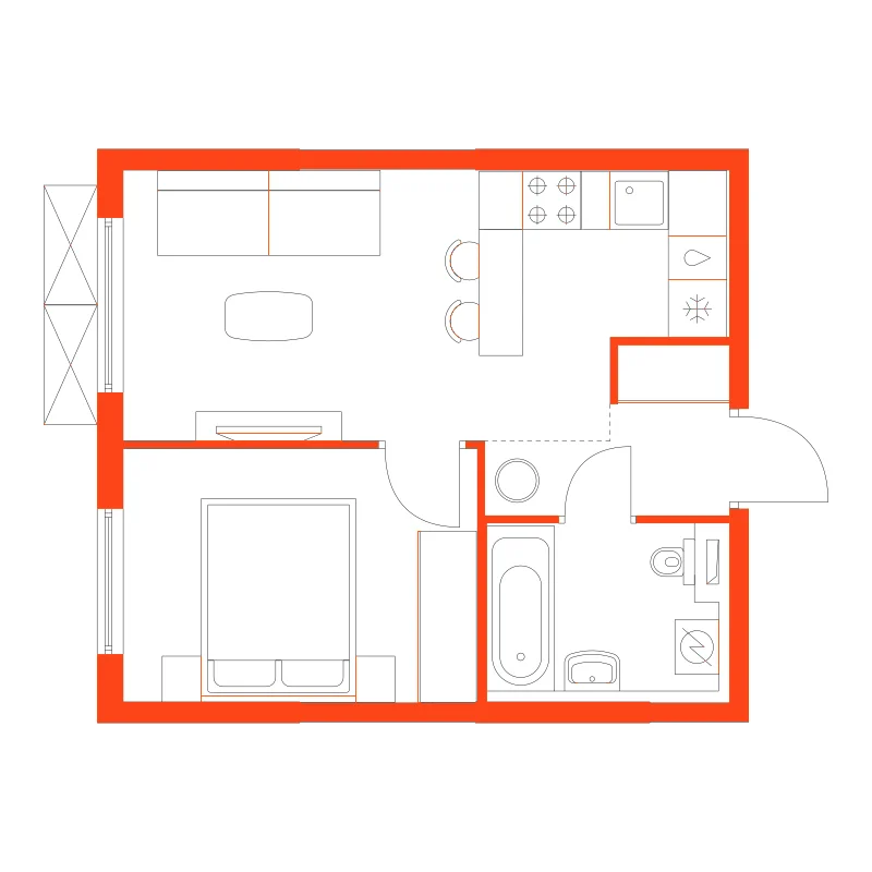 Планировка: 1-комнатная · 32,50 м²
