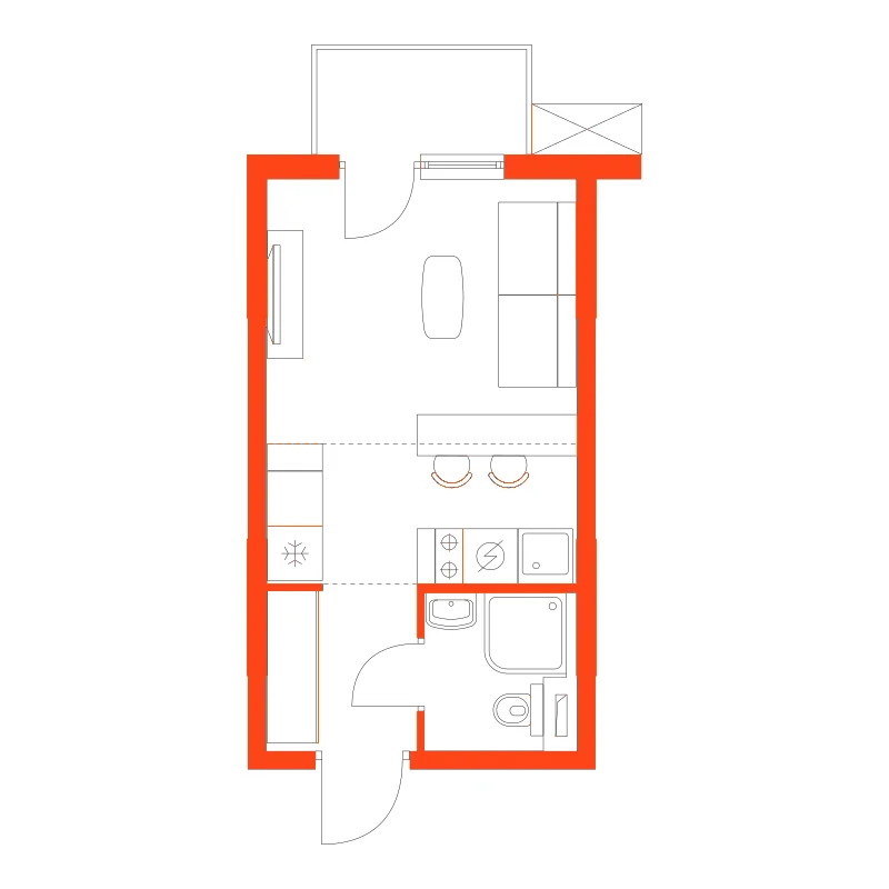 Планировка: Студия · 20,70 м²